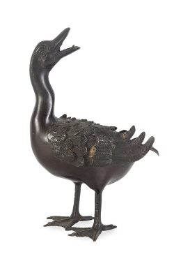 1160.  Pato de bronce.China, dinastía Qing, S. XIX.