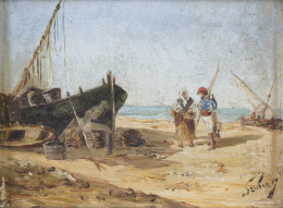 920.  ESCUELA ESPAÑOLA, SIGLO XIXPescadores en la playa