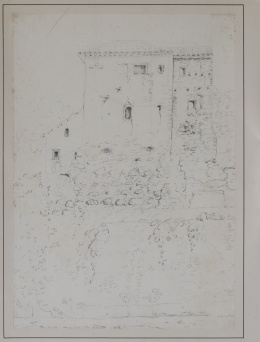 895.  GENARO PÉREZ VILLAAMIL (1807-1854)Vista de torre desde el Darro