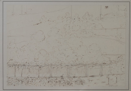 898.  GENARO PÉREZ VILLAAMIL (1807-1854)Jardín con pérgolas en Granada
