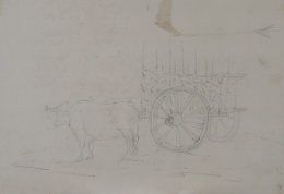 901.  GENARO PÉREZ VILLAAMIL (1807-1854)Carro de bueyes