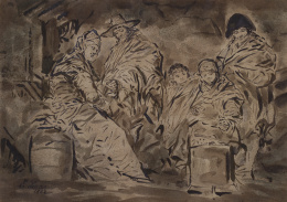 1047.  EUGENIO LUCAS VILLAAMIL (Madrid, 1858 - Madrid, 1918)Conjunto de 4 escenas con personajes