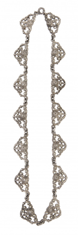128.  Collar de pp. S. XX de plata y marcasitas