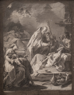 852.  GIOVANNI BATTISTA II PITTONI (1687-1767)San Nicolás de Bari curando a los enfermos, grisalla