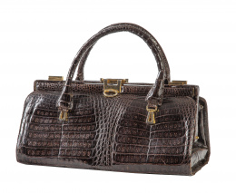 468.  Bolso grande de piel de cocodrilo brillante marrón 