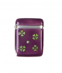 627.  Cerillero en esmalte guilloché, montado en plata y plata dorada. Con marcas G.A.S.Georg Adam Sheid, Austria, segunda mitad del S. XIX.