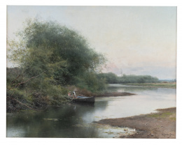 935.  EMILIO SÁNCHEZ PERRIER (Sevilla, 1855-Granada, 1907)Paseo por el río