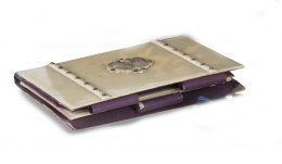 625.  Carnet de baile en marfil y aplicación de metal con iniciales "P. M.".Francia, ff. del S. XIX.