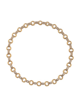 331.  Collar con aros de oro liso articulados a bandas de oro mate, con doce brillantes en las frontales
