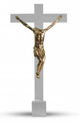 1241.  Siguiendo a Guglielmo della Porta (Porlezza, h. 1515- Roma, 1577).Cristo crucificado en bronce dorado.Roma, h. 1569- 1577.