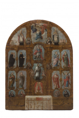 889.  ESCUELA MEXICANA, SIGLO XVIIIProyecto de altar dedicado a San Juan Nepomuceno y a al arcángel San Rafael con Nuestra Señora de Soterraña.