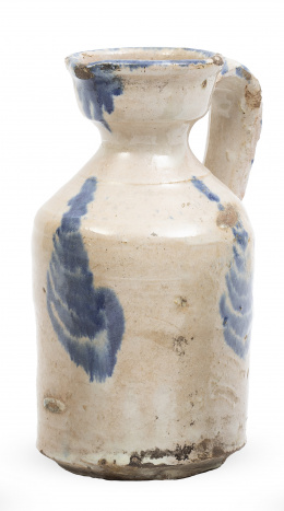 660.  Jarro vinatero de cerámica esmaltada en azul de cobalto.Fajalauza, S. XVIII.