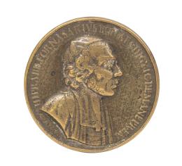 1229.1.  Medalla de bronce dorado con Hipólito Fornaresi.Italia, S. XVII.