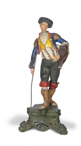 609.  "Caballero".Escultura en barro cocido y policromado.Escuela granadina, S. XIX.