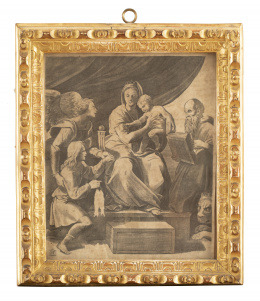 769.  RAIMONDI MARCANTONIO (1480- 1534)Sagrada Familia con Rafael, Tobías y San Jerónimo, o la Virgen con un pez