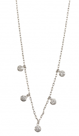 90.  Collar con cinco chatones de brillantes colgantes de cadena fina