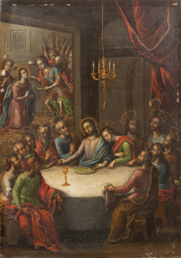 848.  JOSÉ RODRÍGUEZ CARNERO (México, 1649- 1727)La Última Cena y la comunión de la Virgen