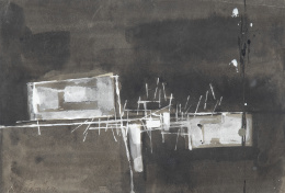 887.  JOSÉ CABALLERO (Huelva, 1913 - Madrid, 1991)Composición abstracta en blanco y negro, años 50