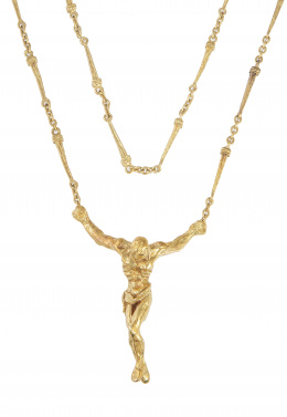 211.  Colgante escultura de DALI de "Cristo de San Juan de la Cruz" tamaño grande, en oro amarillo de 18K. A-42/1000