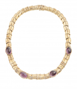 139.  Conjunto de dos collares y dos pulseras de plata vermeille con diseños tipo bulgari