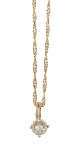 189.  Colgante con brillante engastado en garras, con cadena de eslabón fino rizado