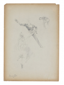 946.  JOAQUÍN SOROLLA Y BASTIDA (Valencia, 1863 - Madrid, 1923)Dibujo para El padre Jofré protegiendo a un loco