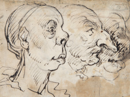 877.  ANÓNIMO, SIGLO XVIIEstudio de tres caras (anverso) y caras (reverso)