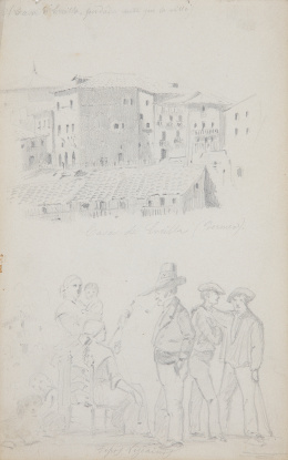 870.  ESCUELA ESPAÑOLA, SIGLO XIXVista de la Casa de Ercilla, Bermeo y tipos populares