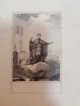 874.  ESCUELA ESPAÑOLA, PP. SIGLO XIX y SAGISMON RIBÓ (1799-1854)San Francisco de Borja sobre un paisaje y Mercurio