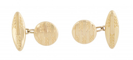 418.  Gemelos franceses MURAT años 20 circulares con decoración de barras lisas y hojitas grabadas