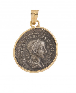 212.  Colgante moneda antigua romana del Emperador Gordiano III