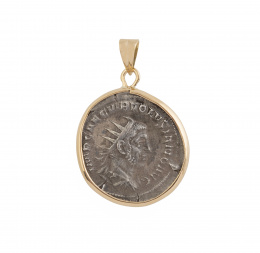 214.  Colgante moneda antigua romana del Emperador Volusiano