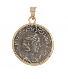 248.  Colgante con moneda antigua romana de la Emperatriz Herenia Etruscilla
