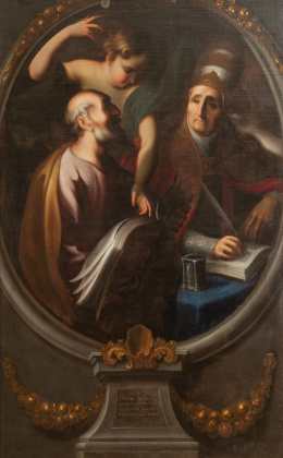 841.  NICOLÁS Y JUAN RODRÍGUEZ JUÁREZ (Virreintato de Nueva España, h. 1720)San Mateo y San Gregorio Magno 