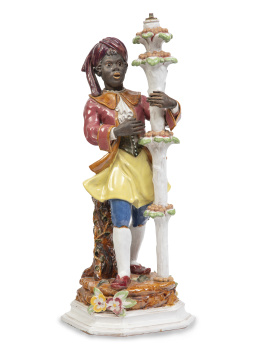 696.  "Blackamoore" de cerámica esmaltada.Italia, S. XX.