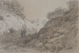839.  LUIS RIGALT Y FARRIOLS (Barcelona, 1814-1894)Sarria, vista de paisaje con figuras1870