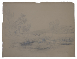 845.  CARLOS DE HAES (Bruselas, 1826-Madrid, 1898)Vista de paisaje del Pozón de Tezanos en Villacarriedo