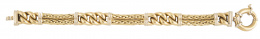 128.  Pulsera con diseño de dobles bandas trenzadas, entre tramos de grandes eslabones barbados