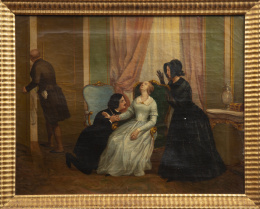 860.  ESCUELA MALLORQUINA, SIGLO XIXEscena galante sobre un paisaje