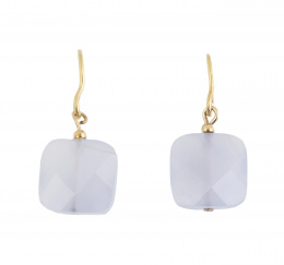 125.  Pendientes largos con calcedonias cuadrangulares facetadas 