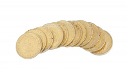 362.  Lote de 13 arras que reproducen monedas de 50 cts de Alfonso XIII