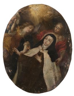 869.  ESCUELA ESPAÑOLA, SIGLO XVIIVisión angelical de Santa Teresa de Ávila