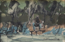 1153.  CIRILO MARTÍNEZ NOVILLO (Madrid, 1921 - 2008)Hombre en un paisaje