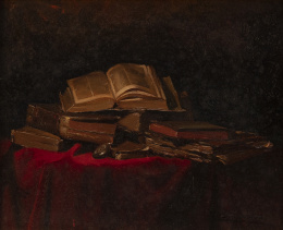 1162.  FRANCISCO BARRACHINA (Benifallim, Alicante, 1940 - Alicante 2017)Bodegón de libros