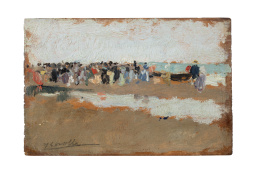 1073.  JOAQUÍN SOROLLA Y BASTIDA (Valencia, 1863 - Madrid, 1923)Playa de Valencia, h. 1898