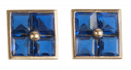 180.  Pendientes cuadrados con zafiros sintéticos talla carré