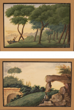960.  B.S. VARANDA, 1848Pareja de paisajes con figuras