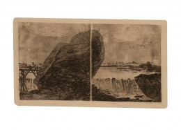 966.  FRANCISCO DE GOYA Y LUCIENTES (1746-1828)Paisaje con peñasco y cascada