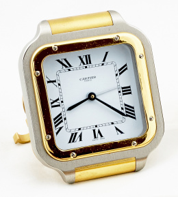 720.  Reloj de mesilla CARTIER modelo SANTOS en acero y plaqué or.