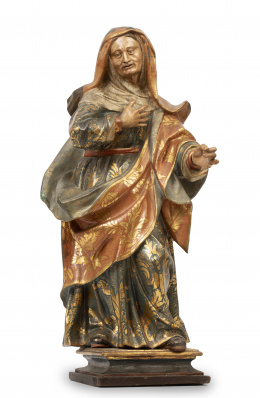 771.  Santa Ana.Escultura en madera tallada, policromada, dorada y esgrafiada.España, pp. del S. XVIII.
